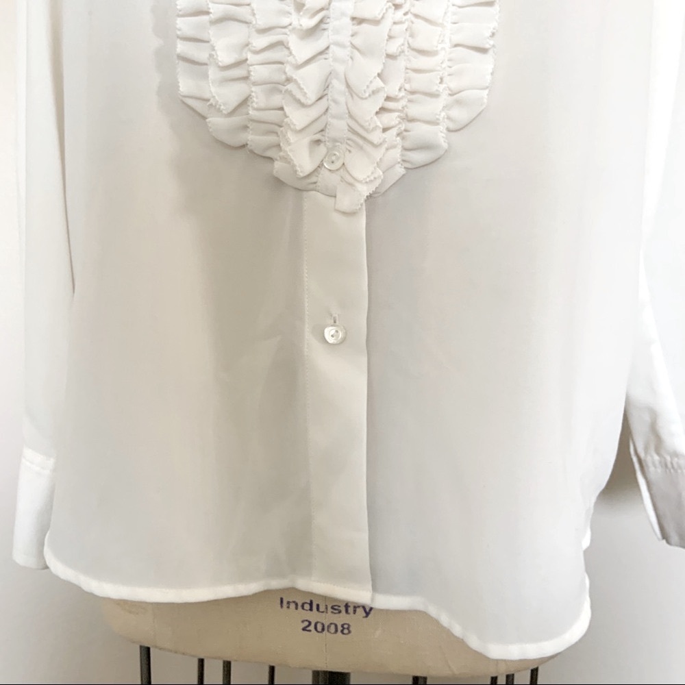 Trina Turk Ivory Ruffle Button Down Blouse - Picture 5 of 11